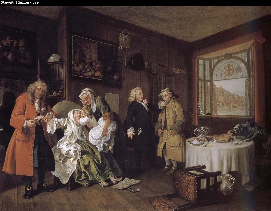 William Hogarth Group painting fashionable marriage of the dead countess